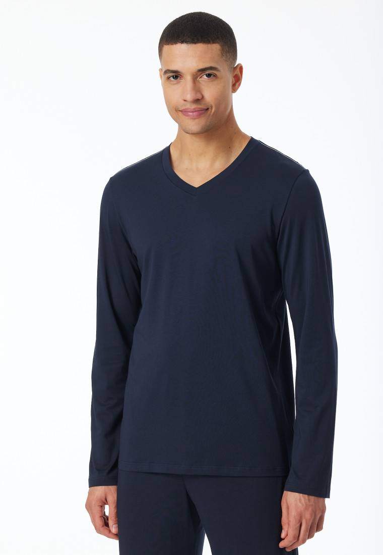 Schiesser Shirt langarm V-Ausschnitt nachtblau - Mix+Relax Zeitlich begrenztes Angebot