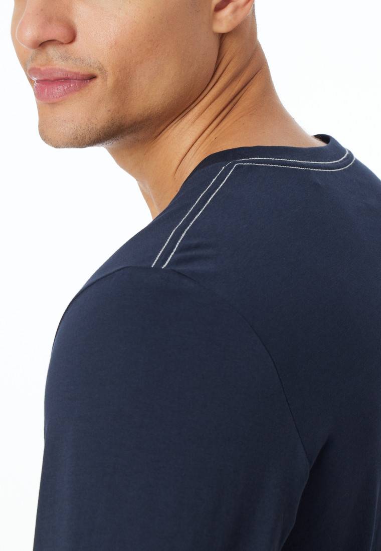 Schiesser Shirt langarm V-Ausschnitt nachtblau - Mix+Relax Zeitlich begrenztes Angebot