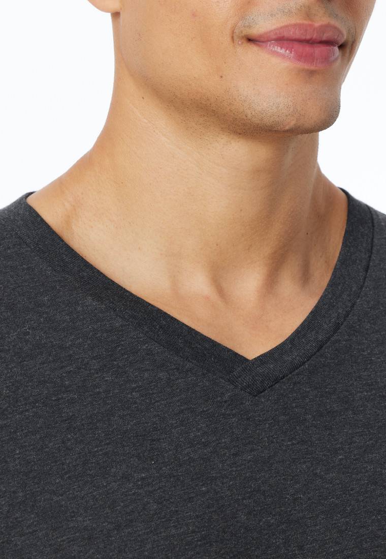 Schiesser Shirt langarm V-Ausschnitt dunkelgrau-meliert - Mix+Relax Exklusive Angebote