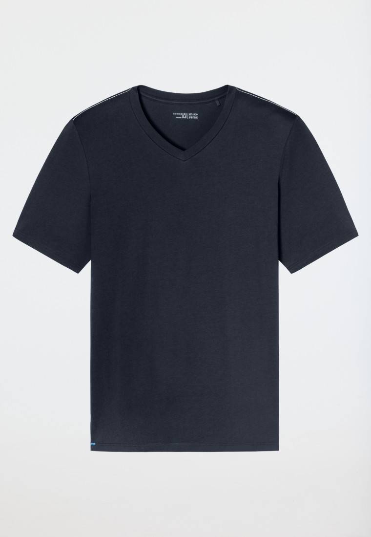 Schiesser Shirt kurzarm V-Ausschnitt nachtblau - Mix+Relax Neuheiten