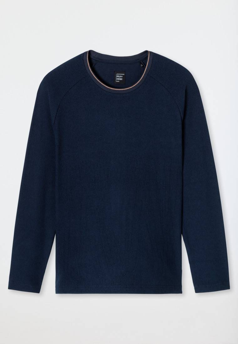 Schiesser Shirt langarm Doppelripp nachtblau - Mix+Relax Saisonale Angebote