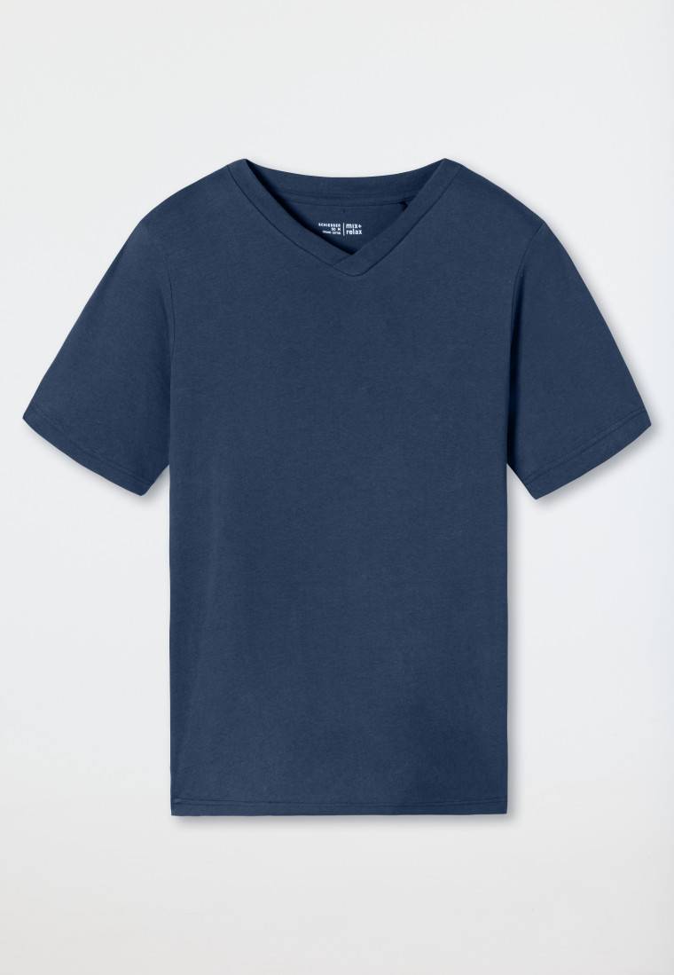Schiesser Shirt kurz arm V-Ausschnitt royal - Mix+Relax Räumungsverkauf