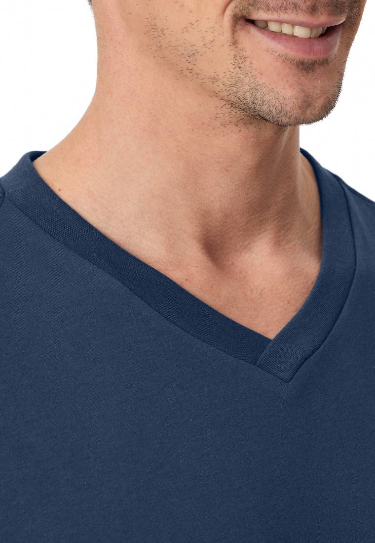 Schiesser Shirt kurz arm V-Ausschnitt royal - Mix+Relax Räumungsverkauf