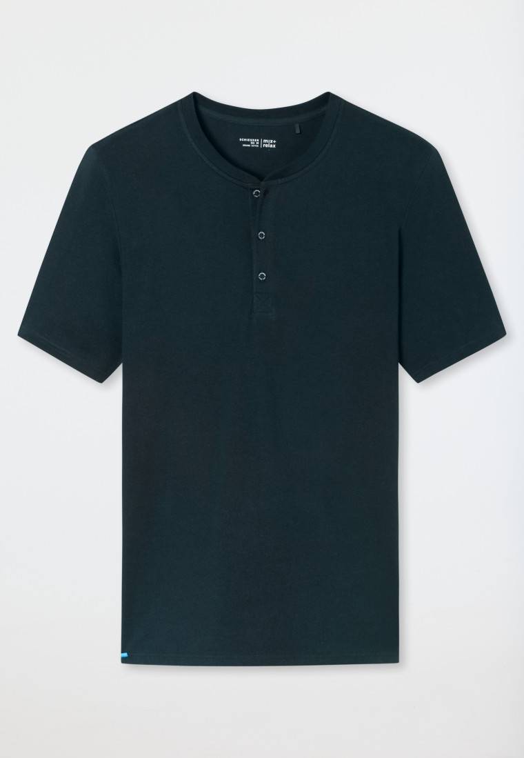 Schiesser Shirt kurzarm Knopfleiste nachtblau - Mix+Relax Kauf eins, bekomm eins gratis