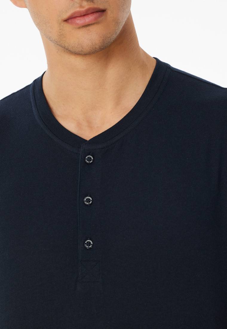 Schiesser Shirt kurzarm Knopfleiste nachtblau - Mix+Relax Kauf eins, bekomm eins gratis