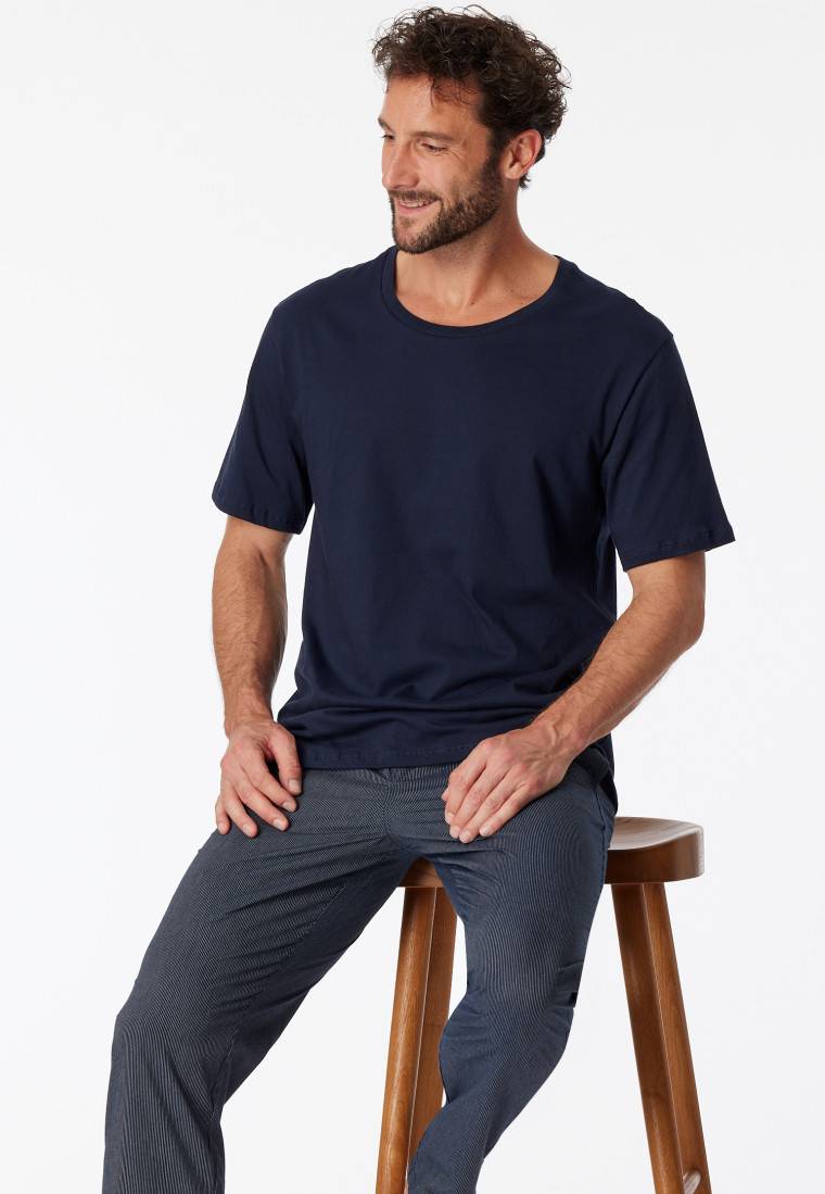 Schiesser Shirt kurzarm Jersey rundhals dunkelblau - Mix+Relax