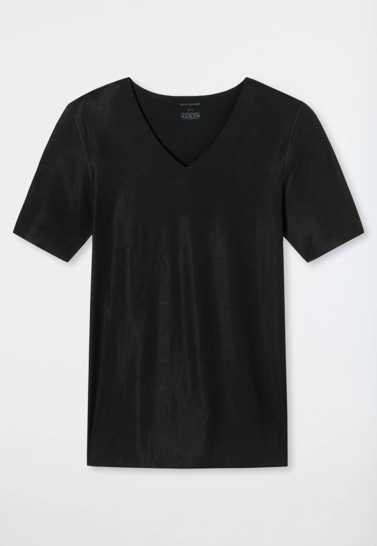 Schiesser Shirt Interlock seamless kurzarm V-Ausschnitt schwarz - Laser Cut Sonderangebote