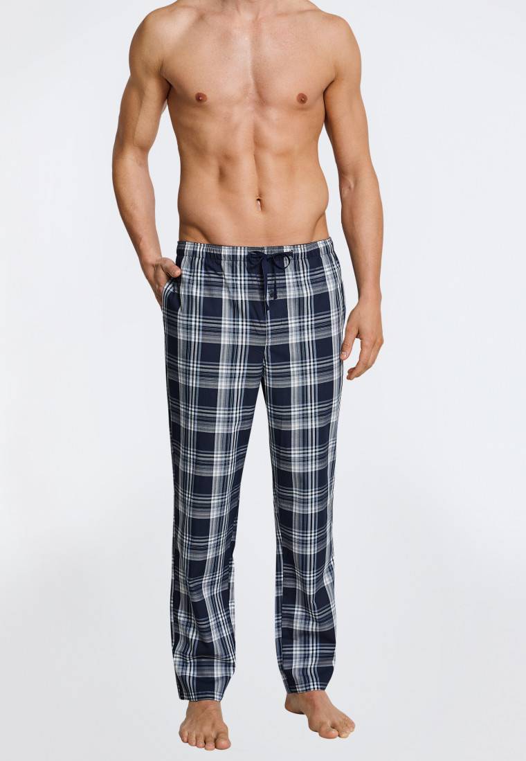Schiesser Loungehose lang Webware dunkelblau-gemustert - Mix+Relax Super Sparpreis