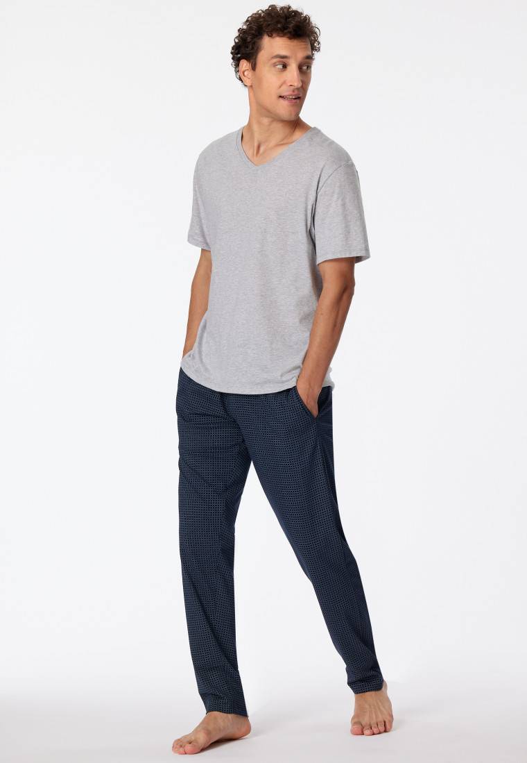 Schiesser Loungehose lang Jersey dunkelblau-gemustert - Mix+Relax Wochenangebot