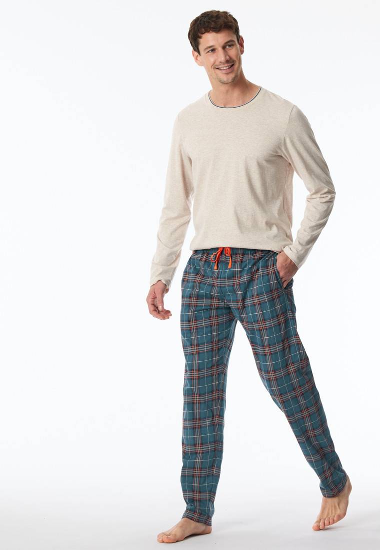 Schiesser Loungehose lang Organic Cotton kariert mehrfarbig - Mix+Relax Kostenlose Rückgabe
