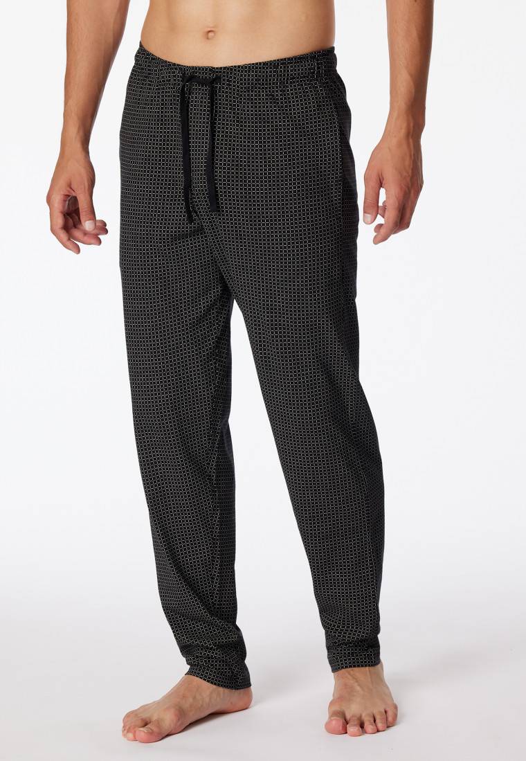 Schiesser Loungehose lang Jersey schwarz gemustert - Mix+Relax Letzte 3 Tage