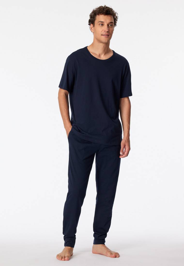 Schiesser Loungehose lang Jersey Bündchen dunkelblau - Mix+Relax