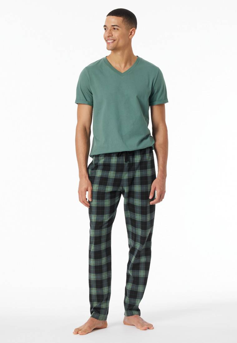 Schiesser Loungehose lang Organic Cotton kariert mehrfarbig - Mix+Relax Letzter Tag