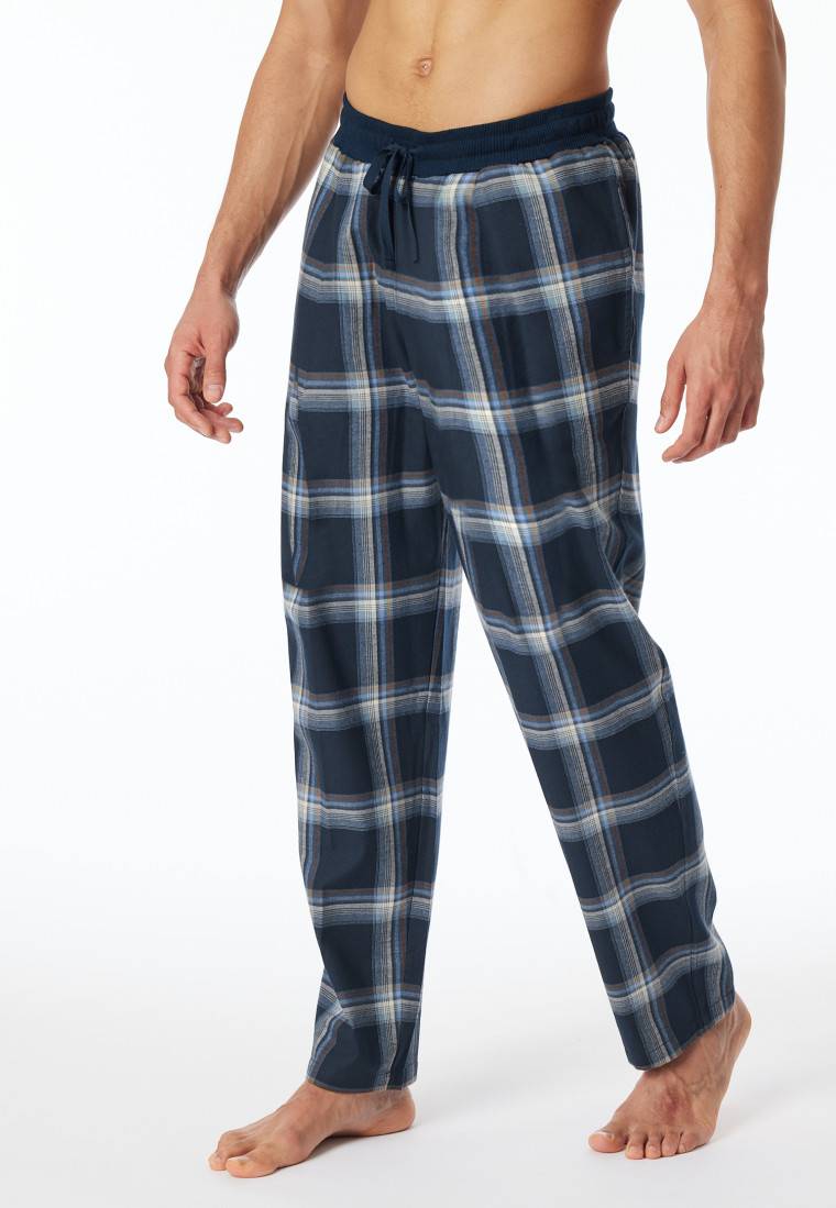 Schiesser Hose lang Flanell Karos nachtblau - Mix+Relax Bis zu 50% Rabatt