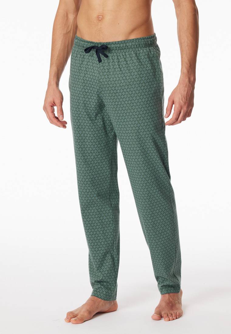 Schiesser Loungehose lang Organic Cotton grün gemustert - Mix+Relax Sonderangebot der Fabrik