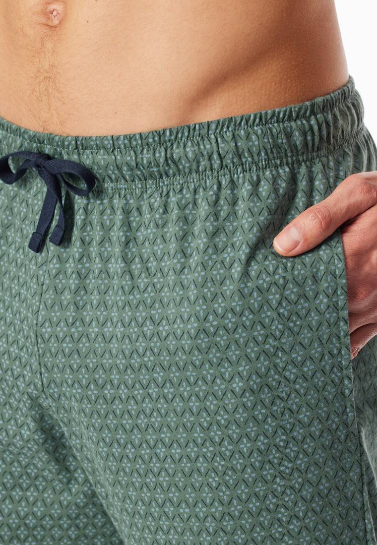 Schiesser Loungehose lang Organic Cotton grün gemustert - Mix+Relax Sonderangebot der Fabrik