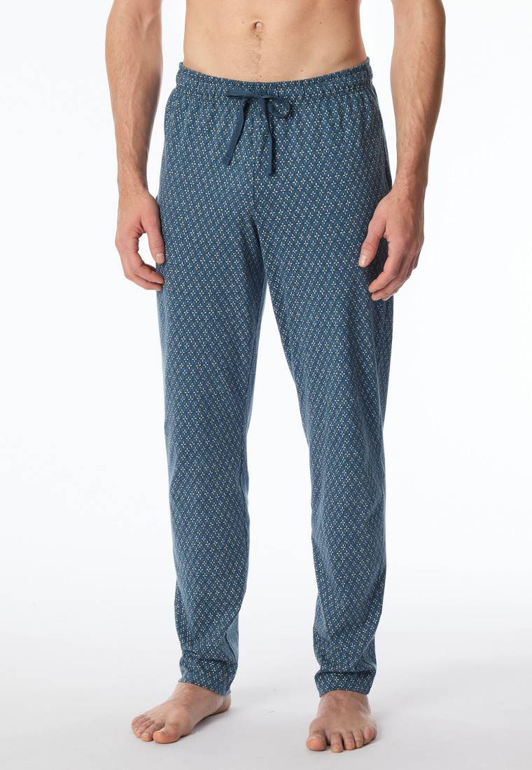 Schiesser Loungehose lang Organic Cotton jeansblau gemustert - Mix+Relax Vierteljährliche Förderung