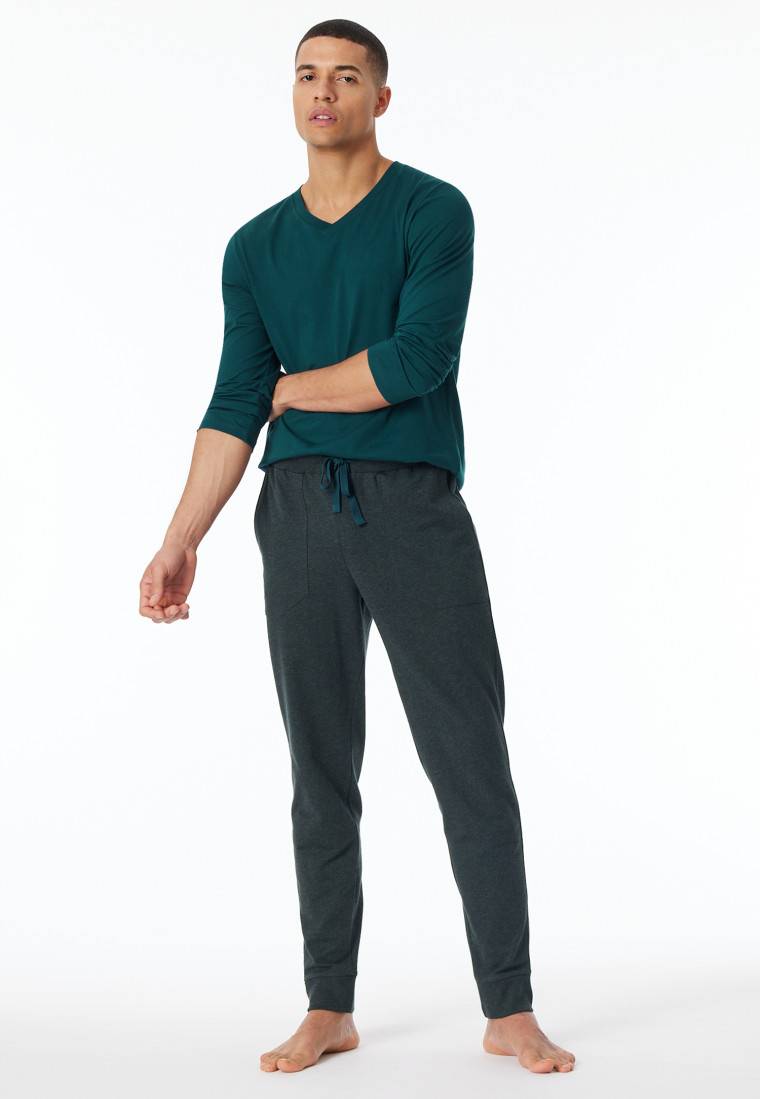 Schiesser Loungehose lang Organic Cotton Bündchen dunkelgrau meliert - Mix+Relax