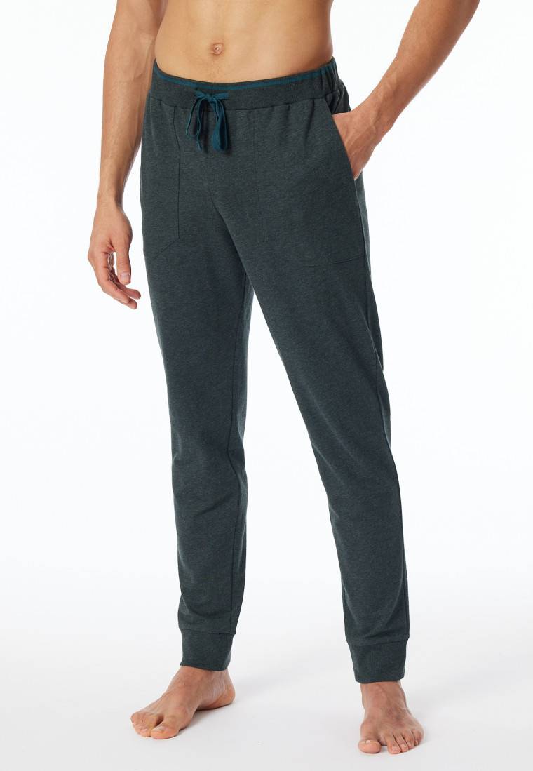 Schiesser Loungehose lang Organic Cotton Bündchen dunkelgrau meliert - Mix+Relax Kostenloser Versand international