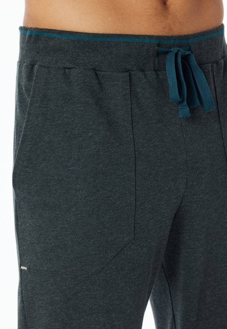 Schiesser Loungehose lang Organic Cotton Bündchen dunkelgrau meliert - Mix+Relax Kostenloser Versand international