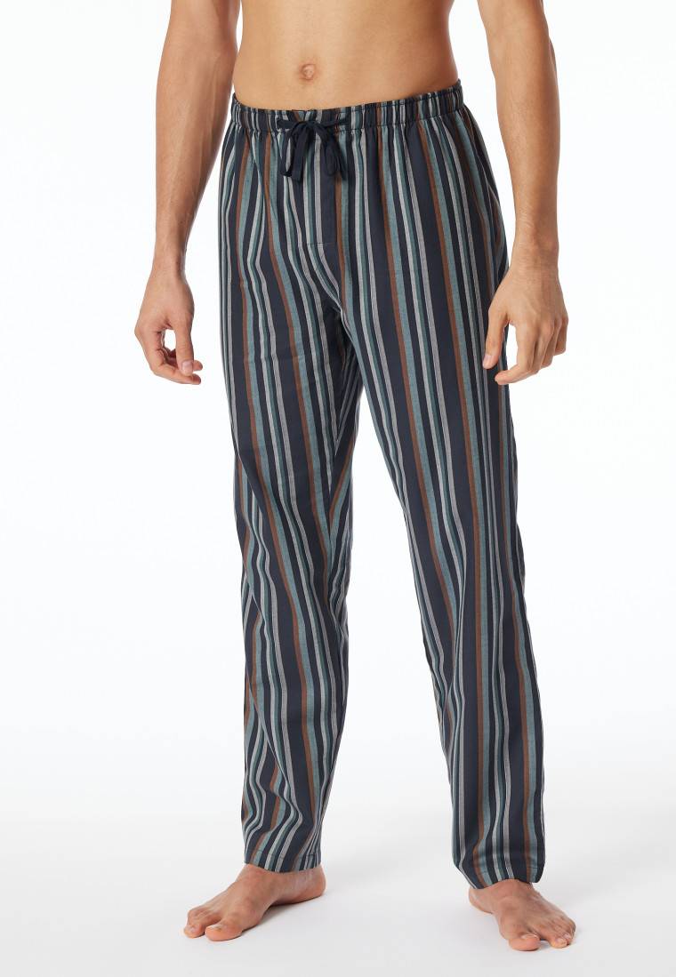 Schiesser Loungehose lang Webware Organic Cotton Streifen mehrfarbig - Mix+Relax 50% Rabatt für begrenzte Zeit