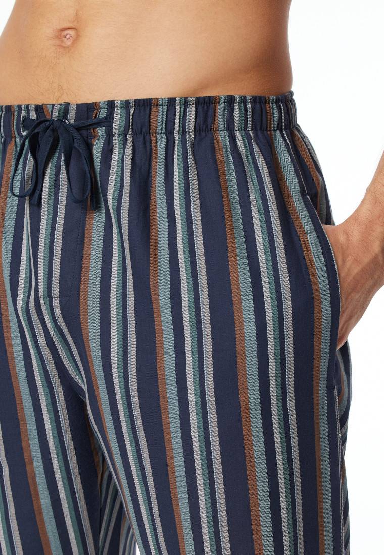 Schiesser Loungehose lang Webware Organic Cotton Streifen mehrfarbig - Mix+Relax 50% Rabatt für begrenzte Zeit