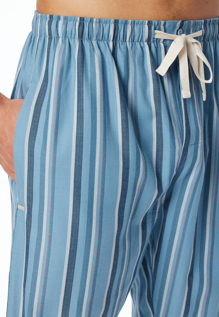 Schiesser Loungehose lang Webware Organic Cotton Streifen mehrfarbig - Mix+Relax Schlussverkauf