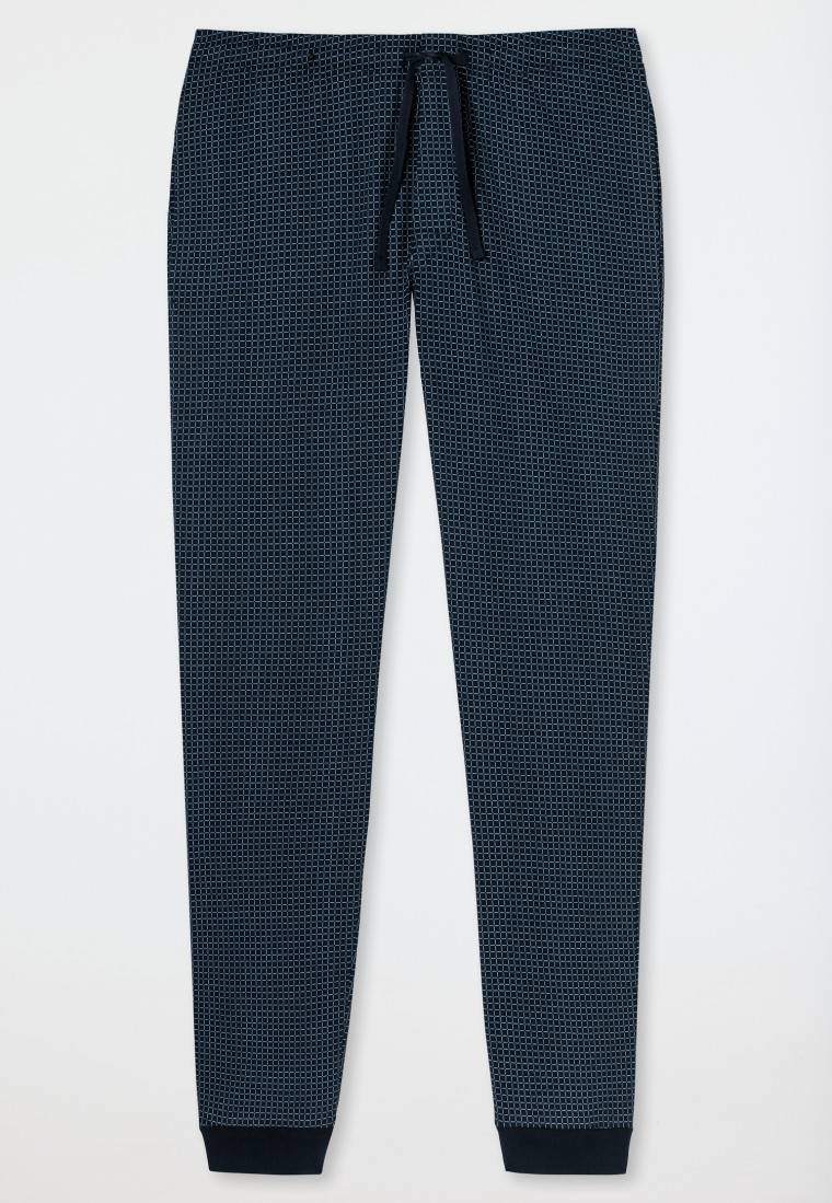 Schiesser Loungehose lang Jersey Bündchen dunkelblau-gemustert - Mix+Relax Meist gekauft