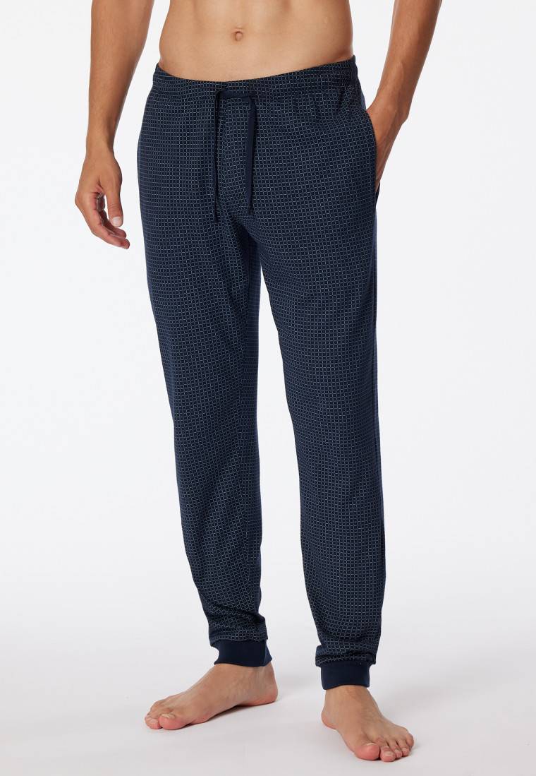 Schiesser Loungehose lang Jersey Bündchen dunkelblau-gemustert - Mix+Relax Meist gekauft