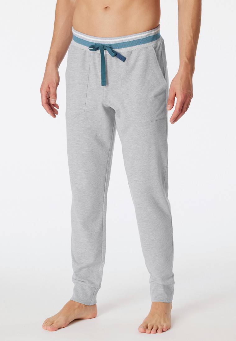 Schiesser Loungehose lang Sweatware Organic Cotton Bündchen Streifen grau-meliert - Mix+Relax Kostenloser Versand