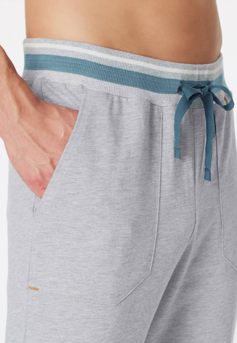 Schiesser Loungehose lang Sweatware Organic Cotton Bündchen Streifen grau-meliert - Mix+Relax Kostenloser Versand