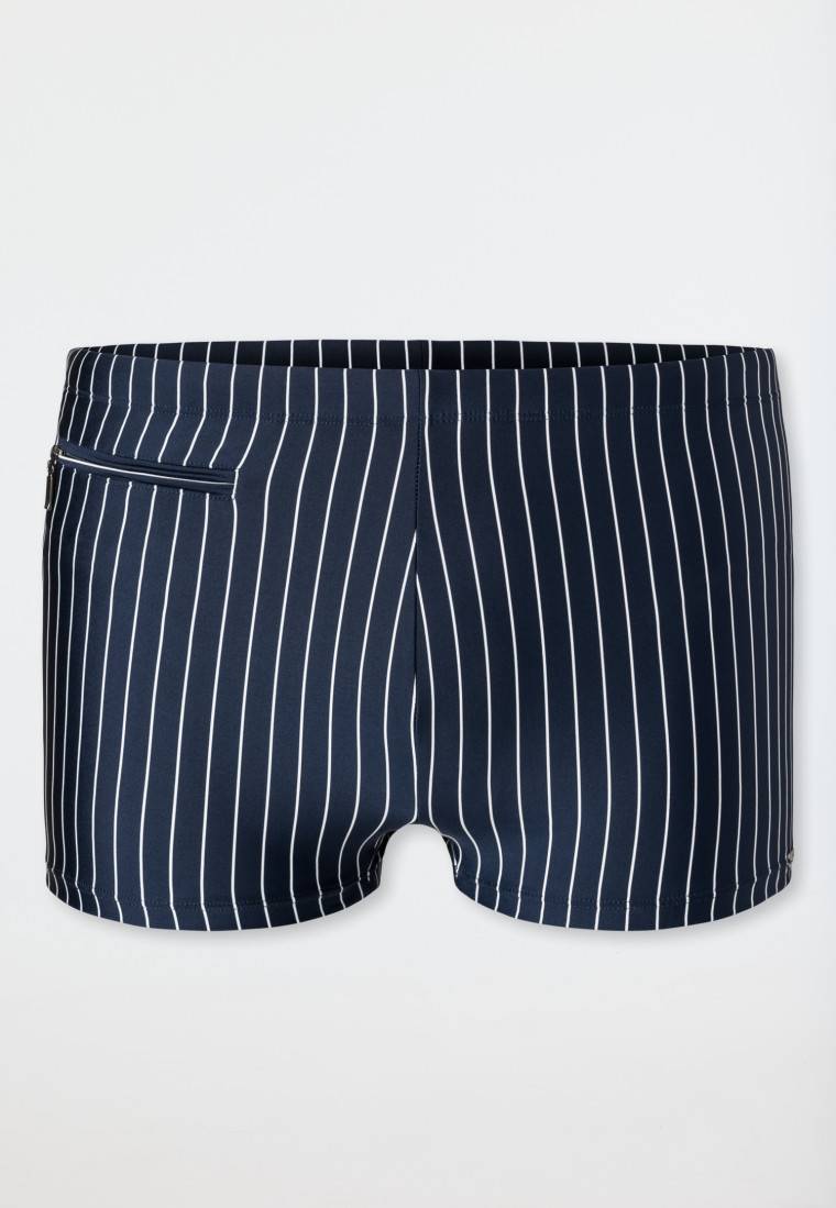 Schiesser Badehose mit Reißverschlusstasche Wirkware recycelt Streifen admiral - Nautical Casual Fabrikpreis