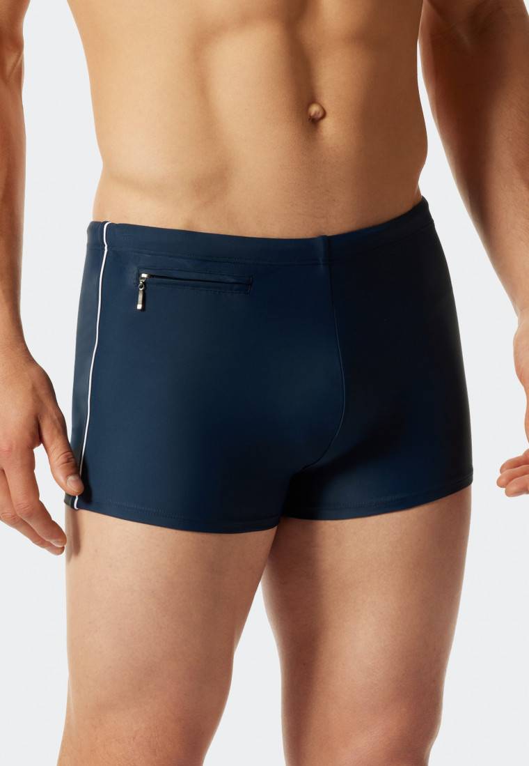 Schiesser Badehose mit Reißverschluss-Tasche Wirkware recycelt feiner Streifen admiral - Nautical Casual Sonderangebot