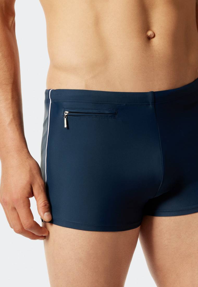 Schiesser Badehose mit Reißverschluss-Tasche Wirkware recycelt feiner Streifen admiral - Nautical Casual Sonderangebot