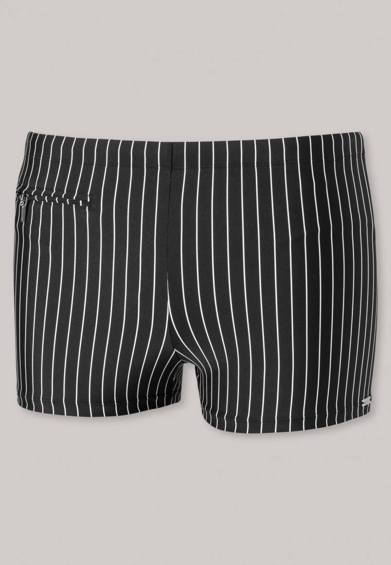 Schiesser Badehose mit Reißverschlusstasche Wirkware recycelt Streifen schwarz - Nautical Casual Rabatt