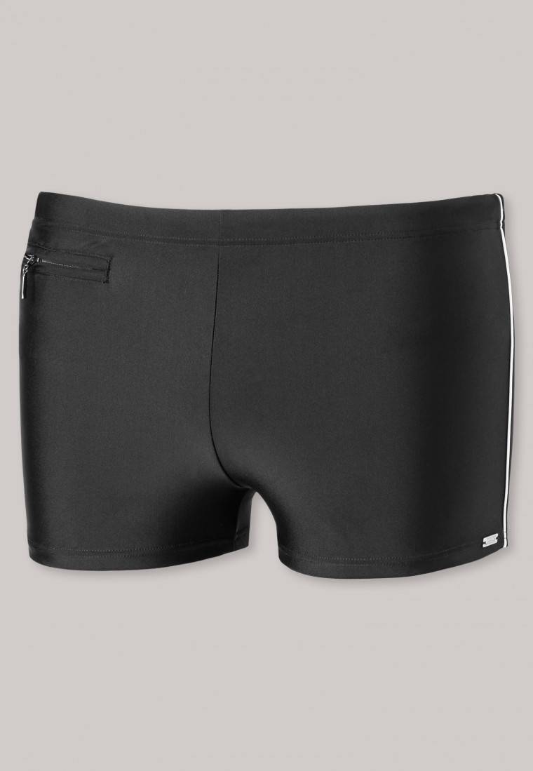 Schiesser Badehose mit Reißverschluss-Tasche Wirkware recycelt feiner Streifen schwarz - Nautical Casual Großer Ausverkauf