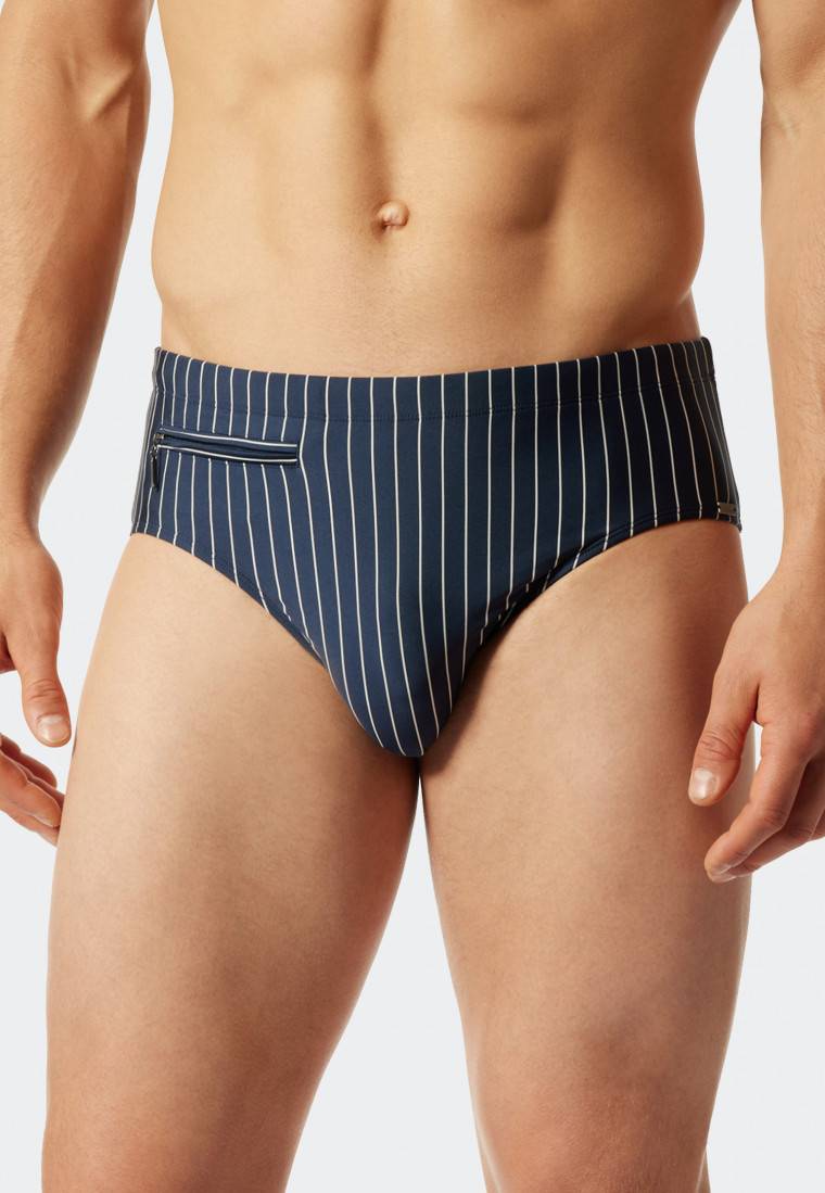 Schiesser Badehose mit Reißverschlusstasche Wirkware recycelt Streifen admiral - Nautical Casual Online Shopping
