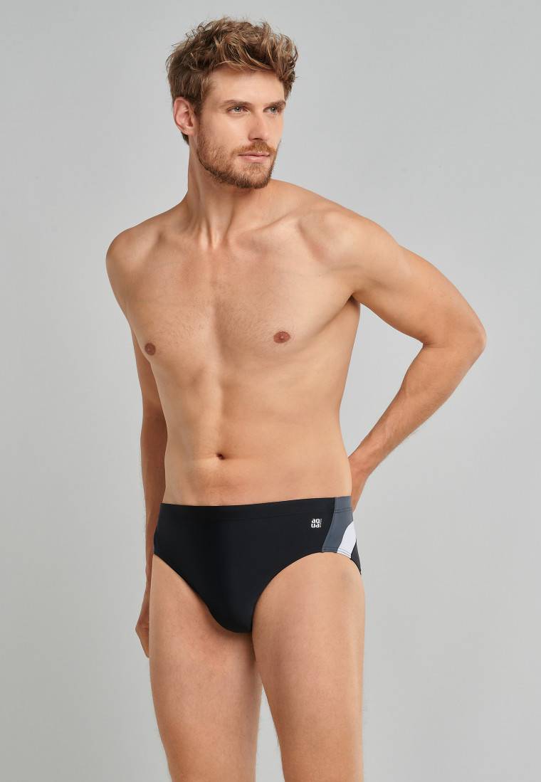 Schiesser Badehose Wirkware recycelt seitliche Streifen schwarz - Nautical Active