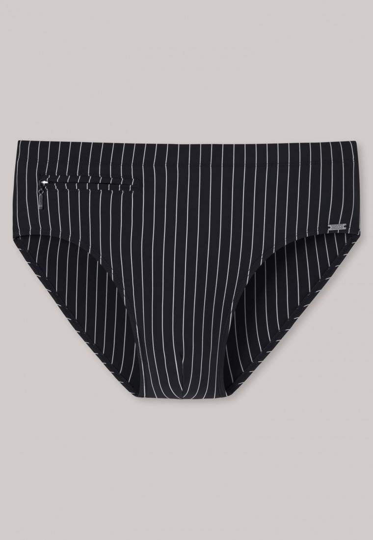 Schiesser Badehose mit Reißverschlusstasche Wirkware recycelt Streifen schwarz - Nautical Casual Saisonschlussverkauf