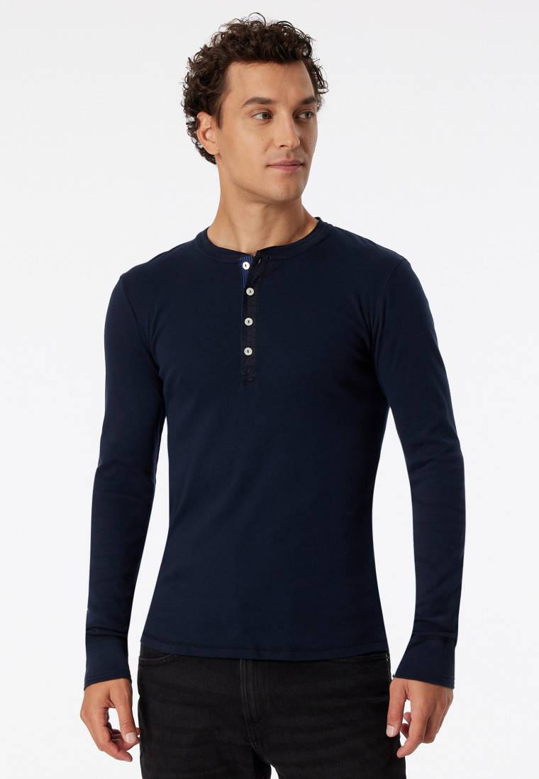 Schiesser Shirt langarm dunkelblau - Revival Karl-Heinz