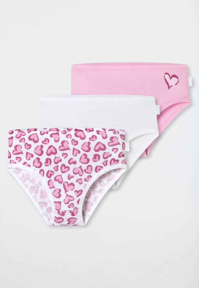 Schiesser Slips 3er-Pack Herzen rosa/weiß - Fine Rib Heißer Verkauf