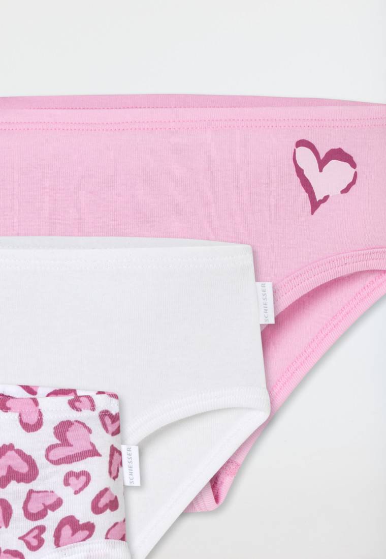 Schiesser Slips 3er-Pack Herzen rosa/weiß - Fine Rib Heißer Verkauf