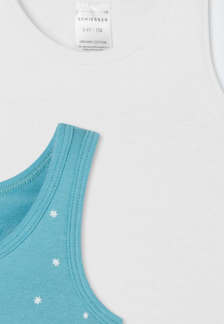 Schiesser Unterhemden 2er-Pack Sterne Monde blau/ weiß - Fine Rib Online Outlet