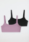 Schiesser Bustiers 2er-Pack schwarz/ violett - Fresh Vibe
