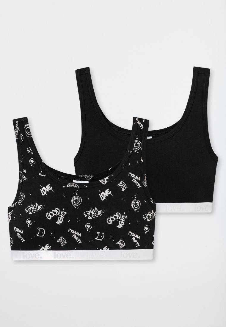 Schiesser Bustiers 2er-Pack schwarz bedruckt - 95/5 Kauf eins, bekomm eins gratis