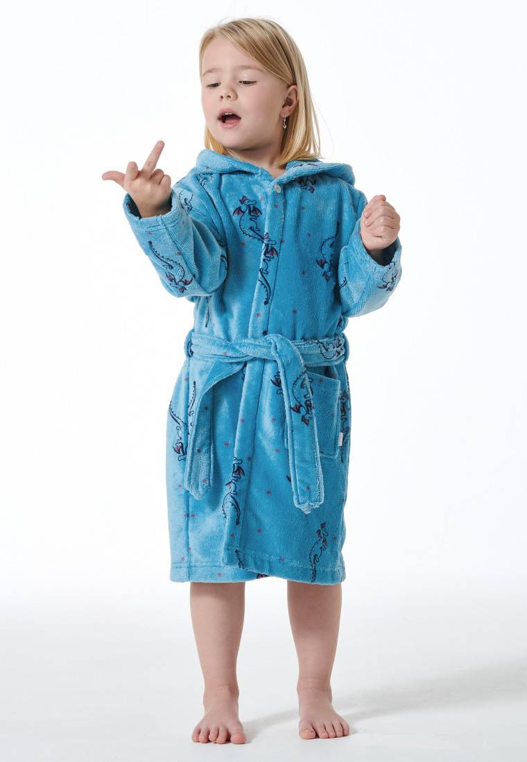 Schiesser Bademantel Velours Drachendruck aquarium - Girls World