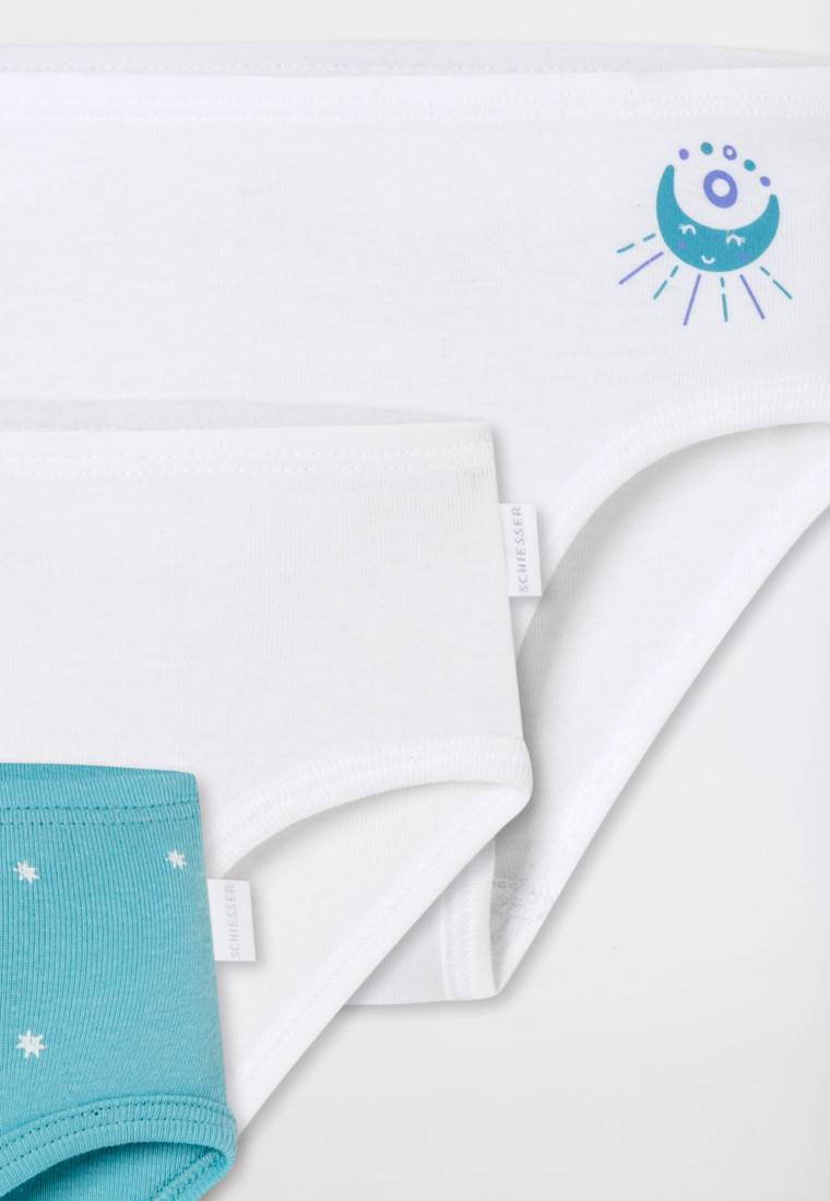 Schiesser Slips 3er-Pack Sterne Monde blau/weiß - Fine Rib Super Rabatt