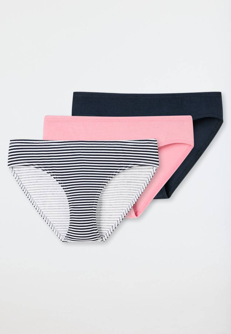 Schiesser Slips 3er-Pack Organic Cotton dunkelblau/ rosa/ geringelt - 95/5 50% Rabatt mit kostenlosem Versand