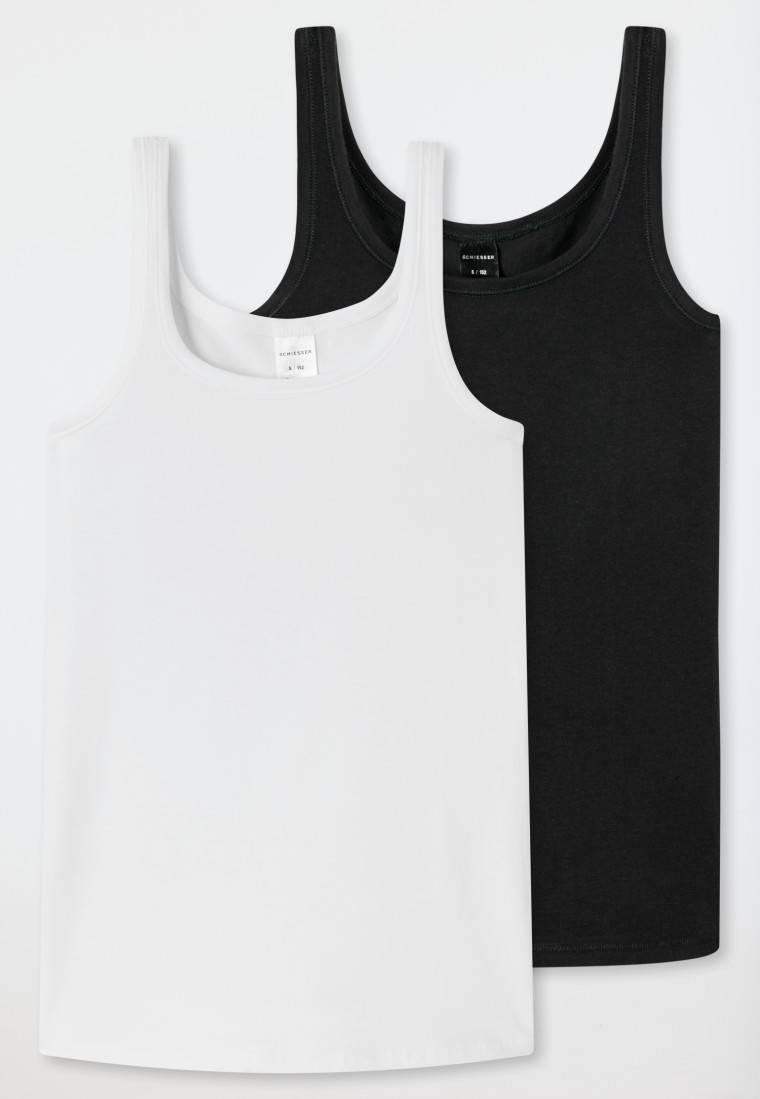 Schiesser Tops 2er-Pack Organic Cotton weiß/ schwarz - 95/5 Multipacks Clearance-Verkauf
