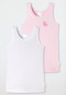 Schiesser Unterhemden 2er-Pack Feinripp Organic Cotton Pferd Ringel weiß/rosa - Feinripp Multipacks
